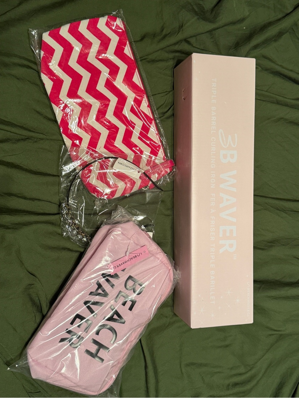 3B Waver Triple Barrel Curler - Pink + Fanny Pack and Gift Bundle